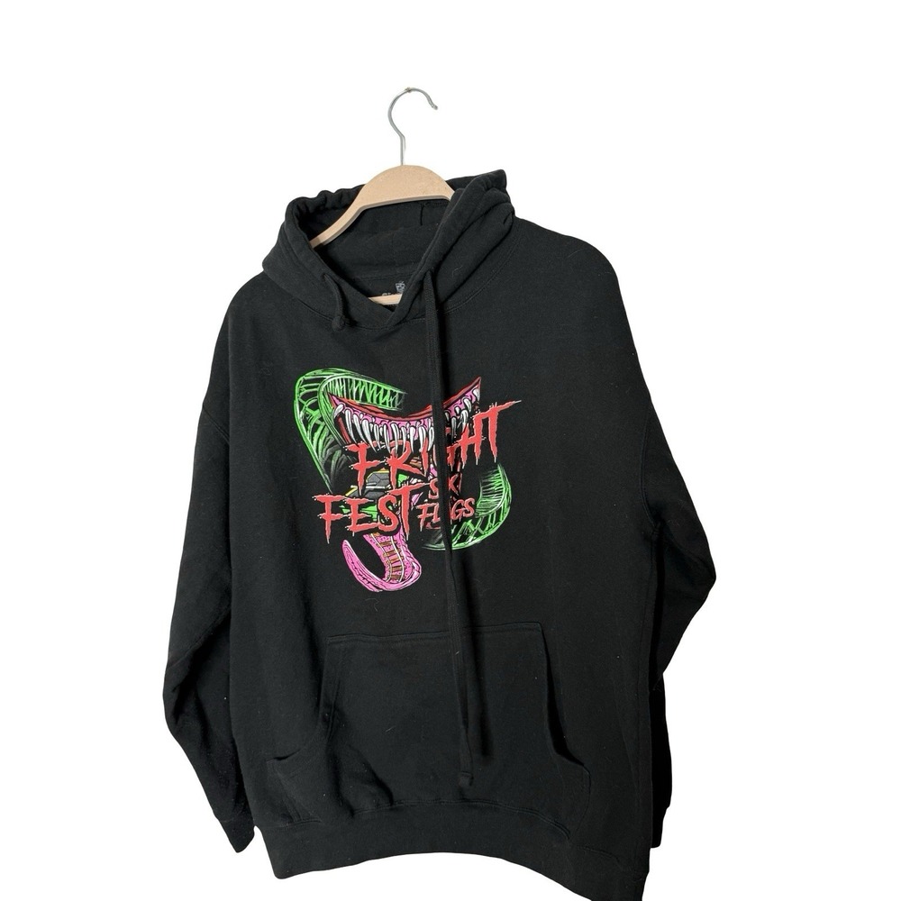 Six Flags Fright Fest Hoodie Horror‎ Nights Halloween Clowns L black